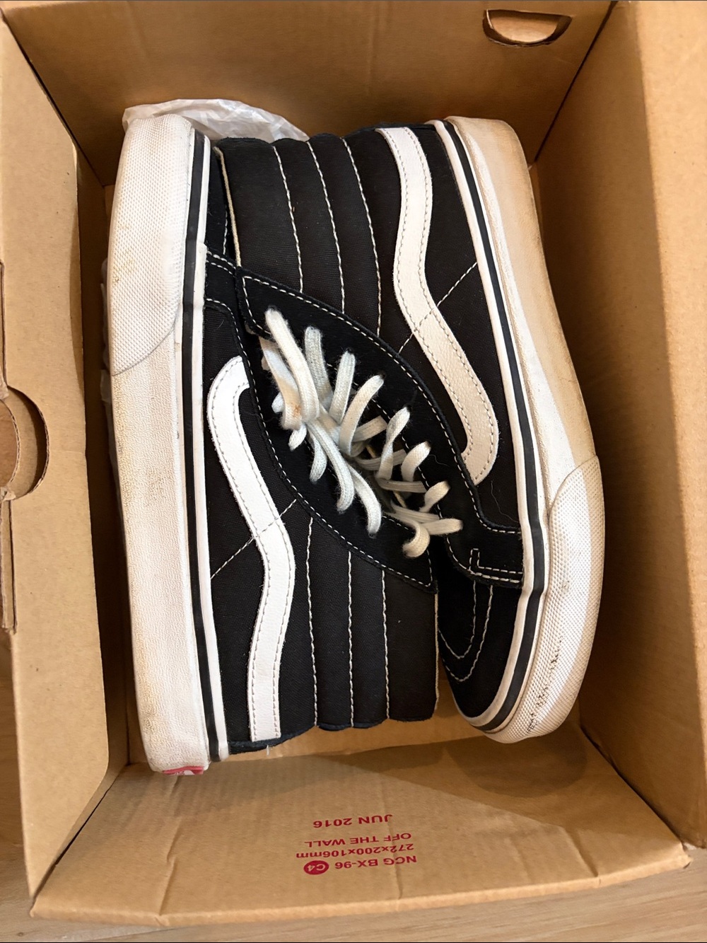 Vans Black and White High Top Skate Sneakers